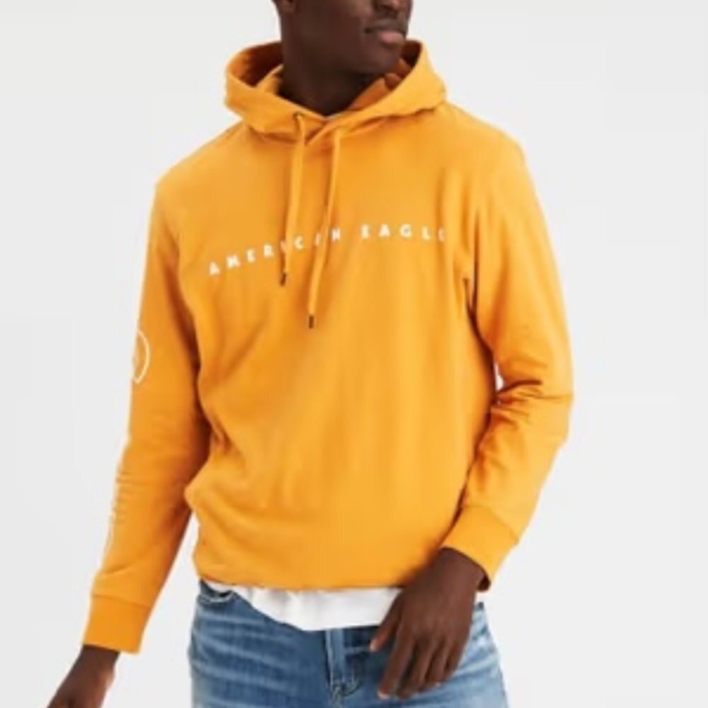 American Eagle Mustard Logo Long Sleeve Hoodie